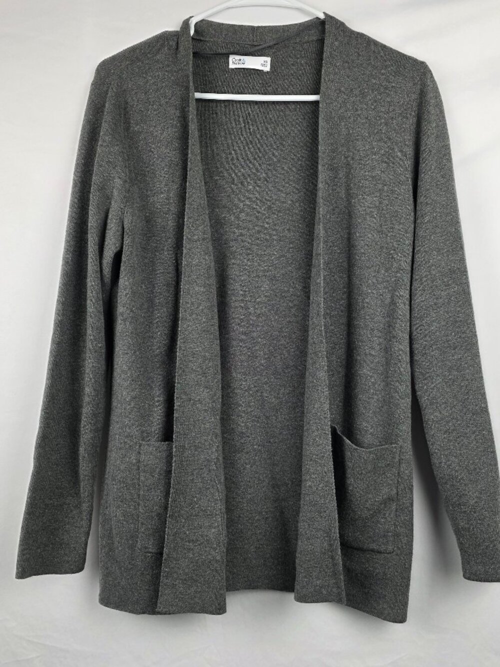 Croft & Barrow Open Long Sleeve Cotton Cardigan with Pockets, XS